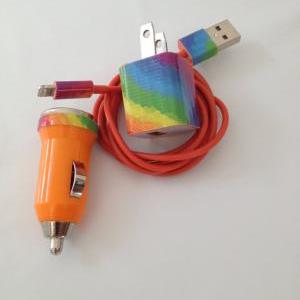 Colorful Updated Rainbow I Phone 5 Charger..